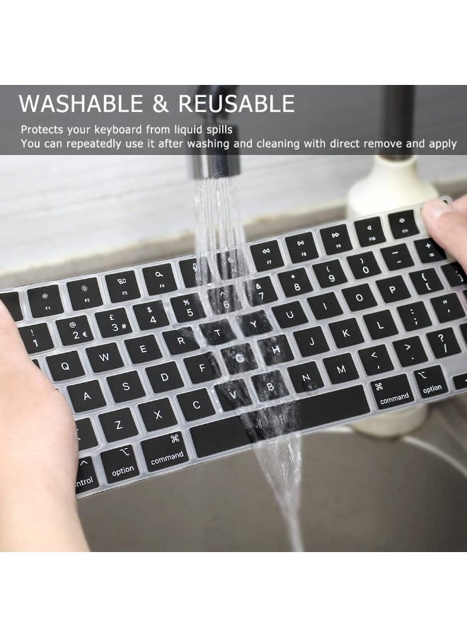 غطاء لوحة مفاتيح متميز لجهاز ماك بوك إير 15 بوصة M4 A3241 M3 A3114 A2941 2023، إير 13.6" M4 A3240 M3 A3113 M2 A2681، غطاء لوحة مفاتيح ماك بوك برو 14 16 بوصة M4 M3 M1 M2 A3434/A3112/A3401/A3185 A2992 A2918 A2779 A2442 A2991، أسود - Image 2